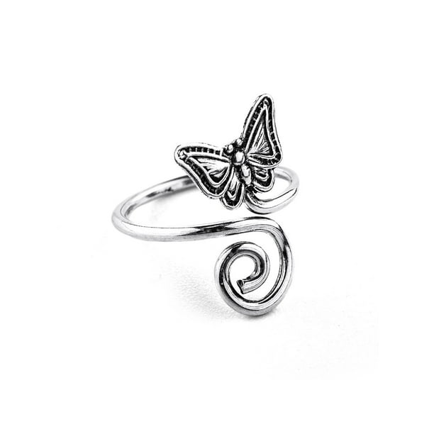 .925 Sterling Silver CZ Butterfly Crossover Adjustable Ring or Toe Ring .925 Sterling Silver CZ Butterfly Crossover Adjustable Ring or Toe Ring